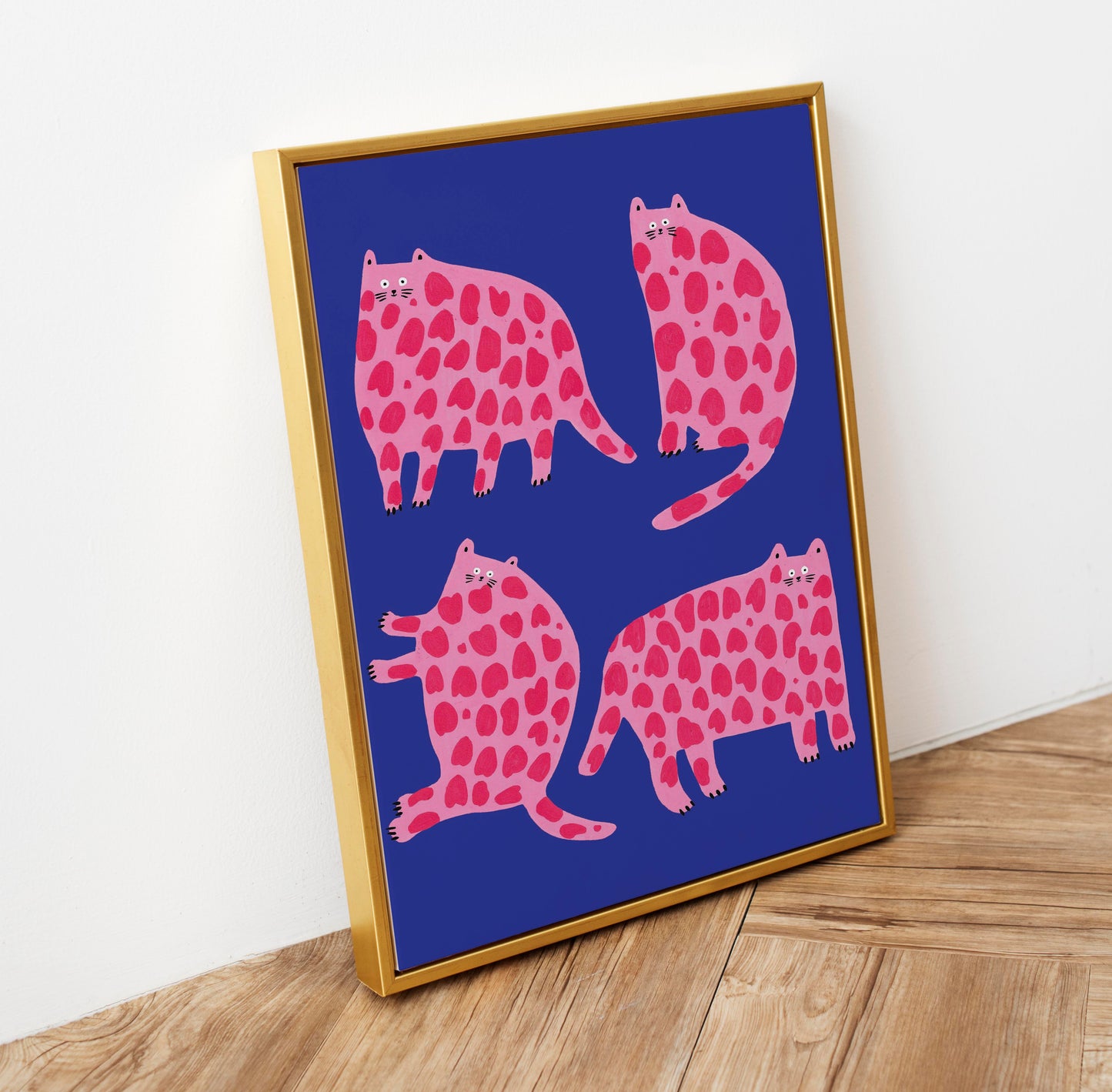 Pink & Red Cats (Cobalt)